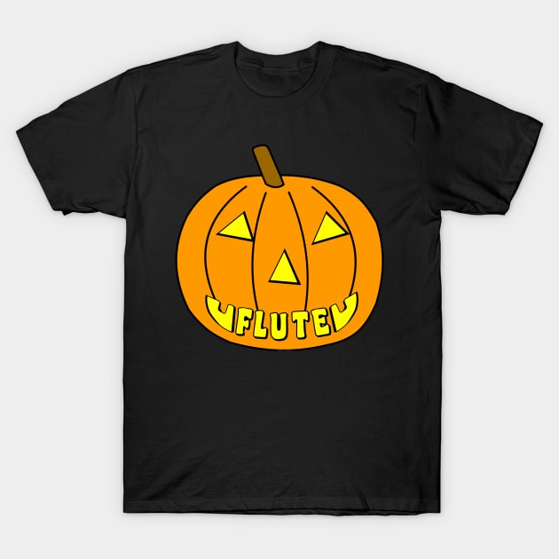 Flute Halloween Pumpkin T-Shirt by Barthol Graphics